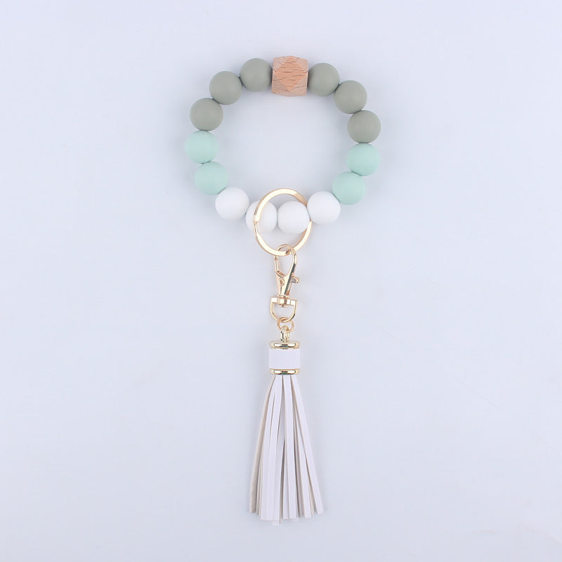 Wholesale Silicone Beaded Tassel Wrist Keychain